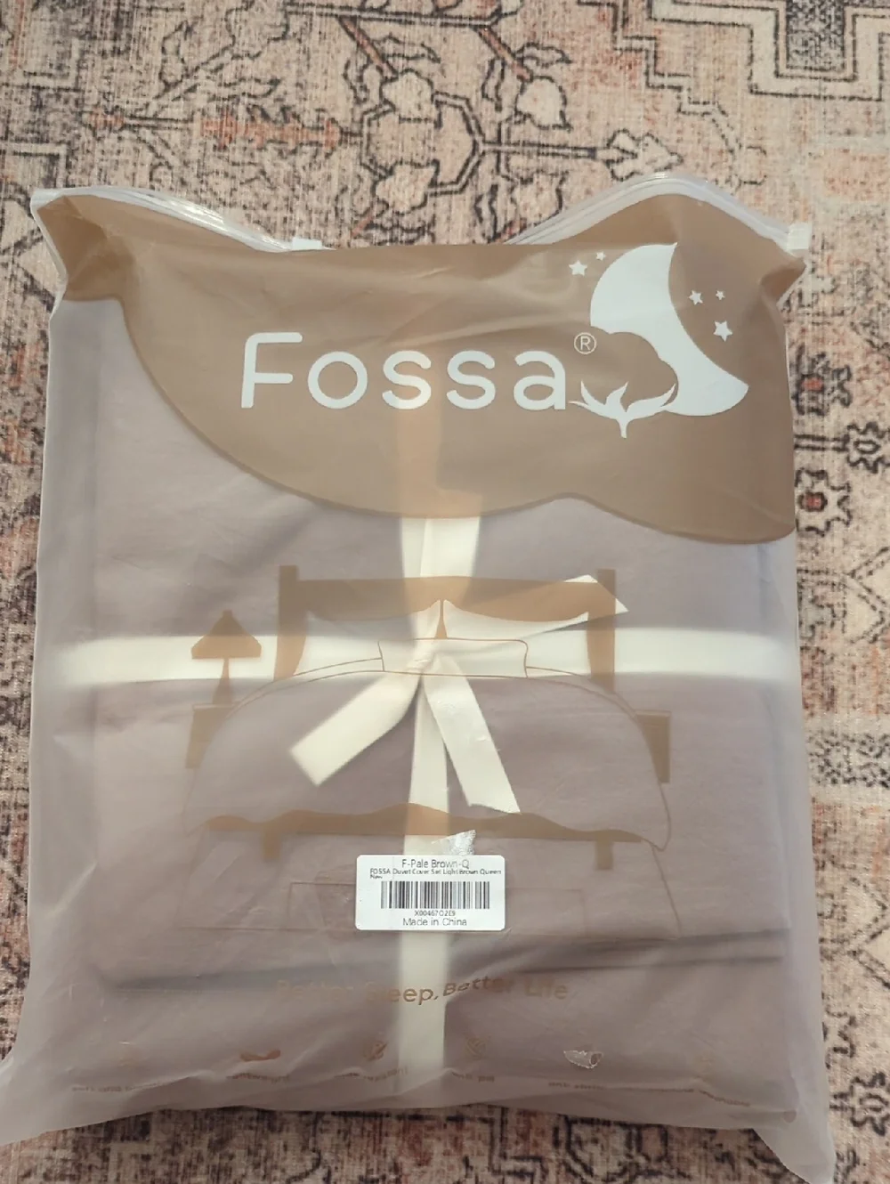FOSSA Duvet Cover Set 100% Washed Cotton Linen Feel Super Soft Breathable Cozy Q